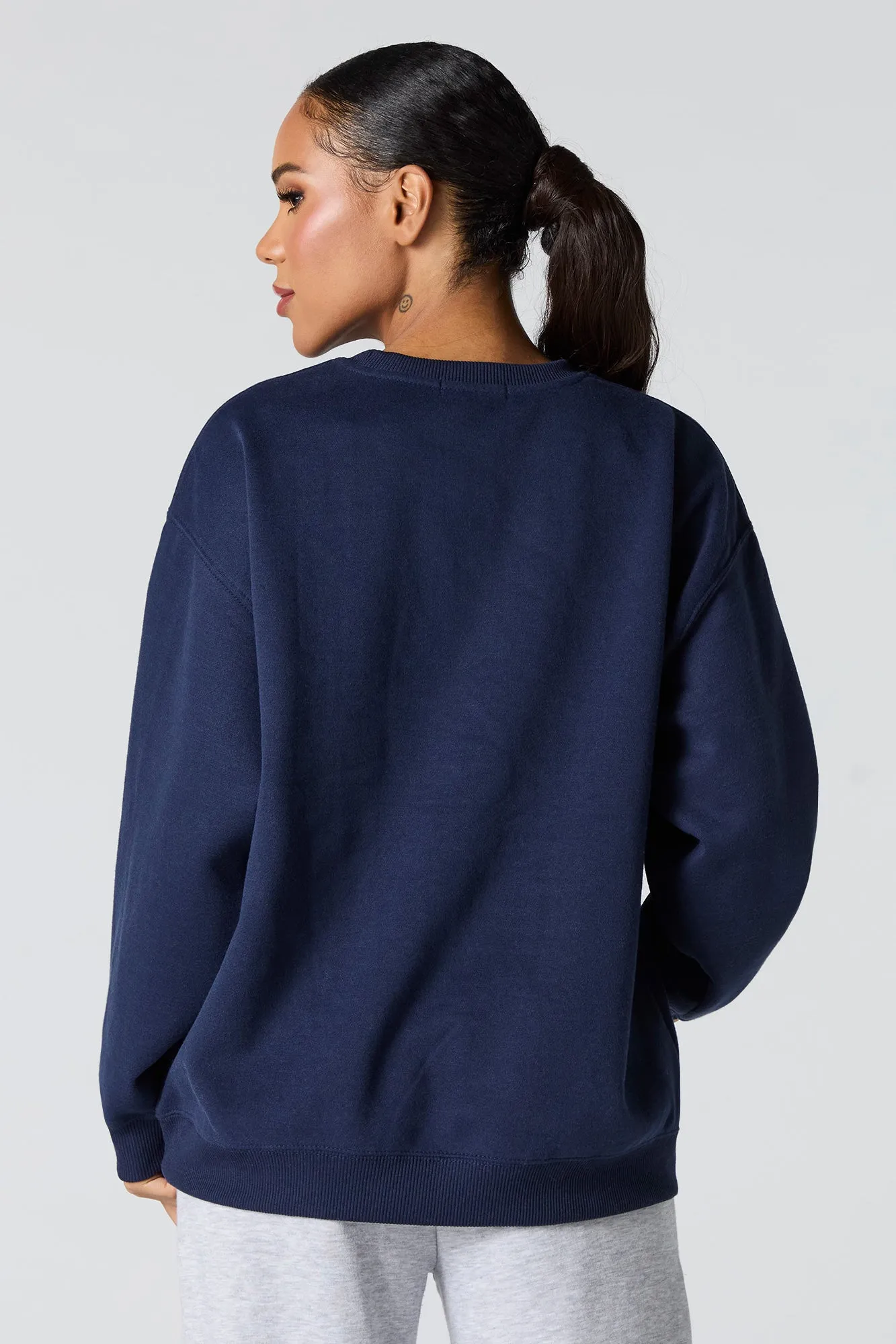 Oversized Solid Fleece Sweatshirt