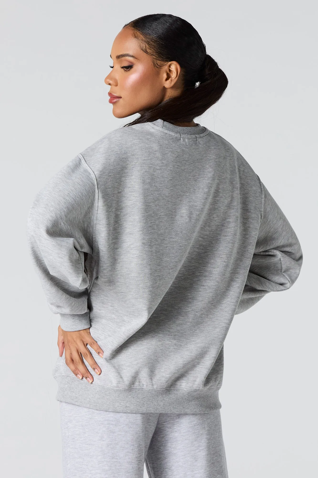 Oversized Solid Fleece Sweatshirt