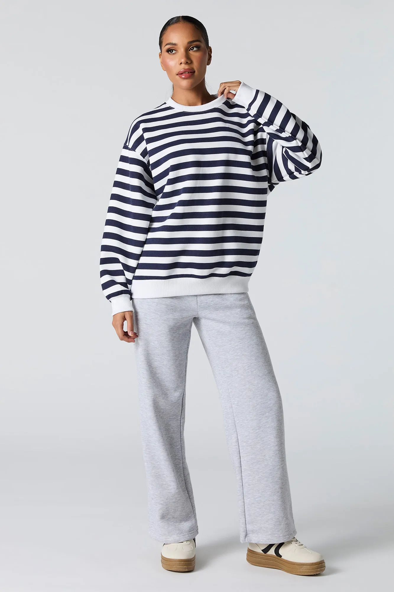 Oversized Solid Fleece Sweatshirt
