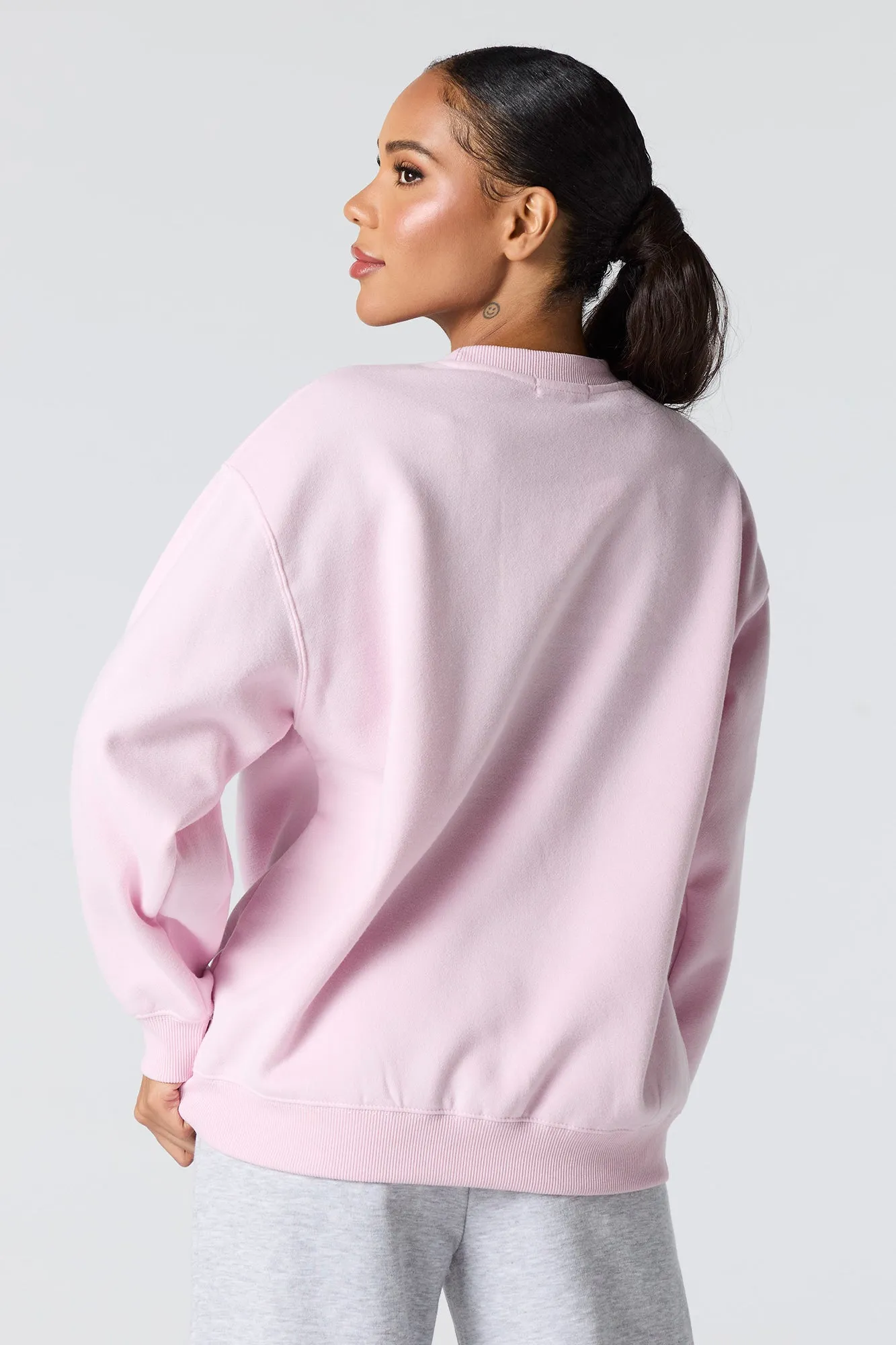 Oversized Solid Fleece Sweatshirt