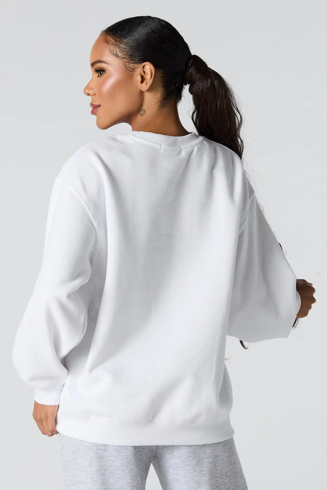 Oversized Solid Fleece Sweatshirt