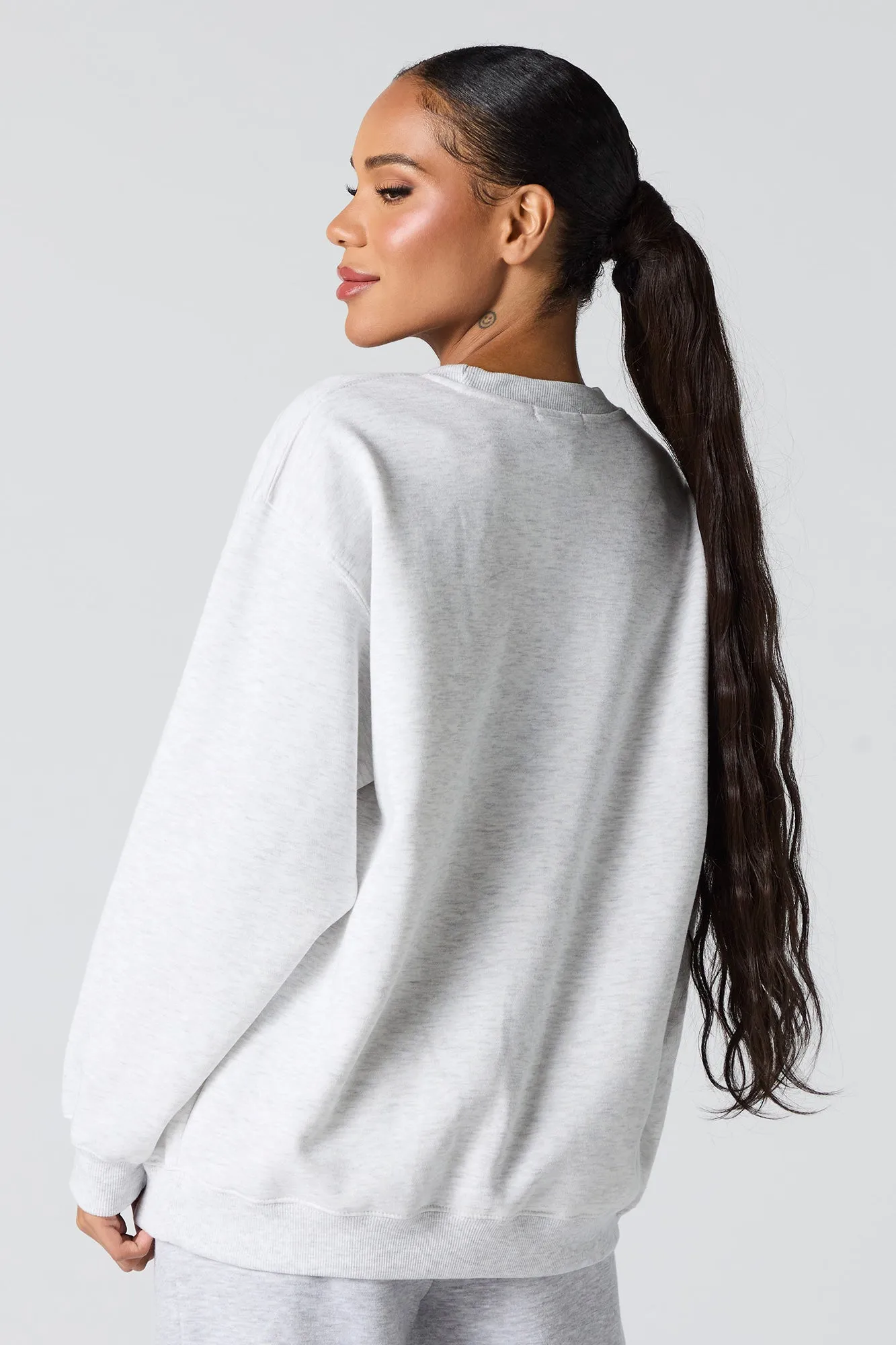 Oversized Solid Fleece Sweatshirt