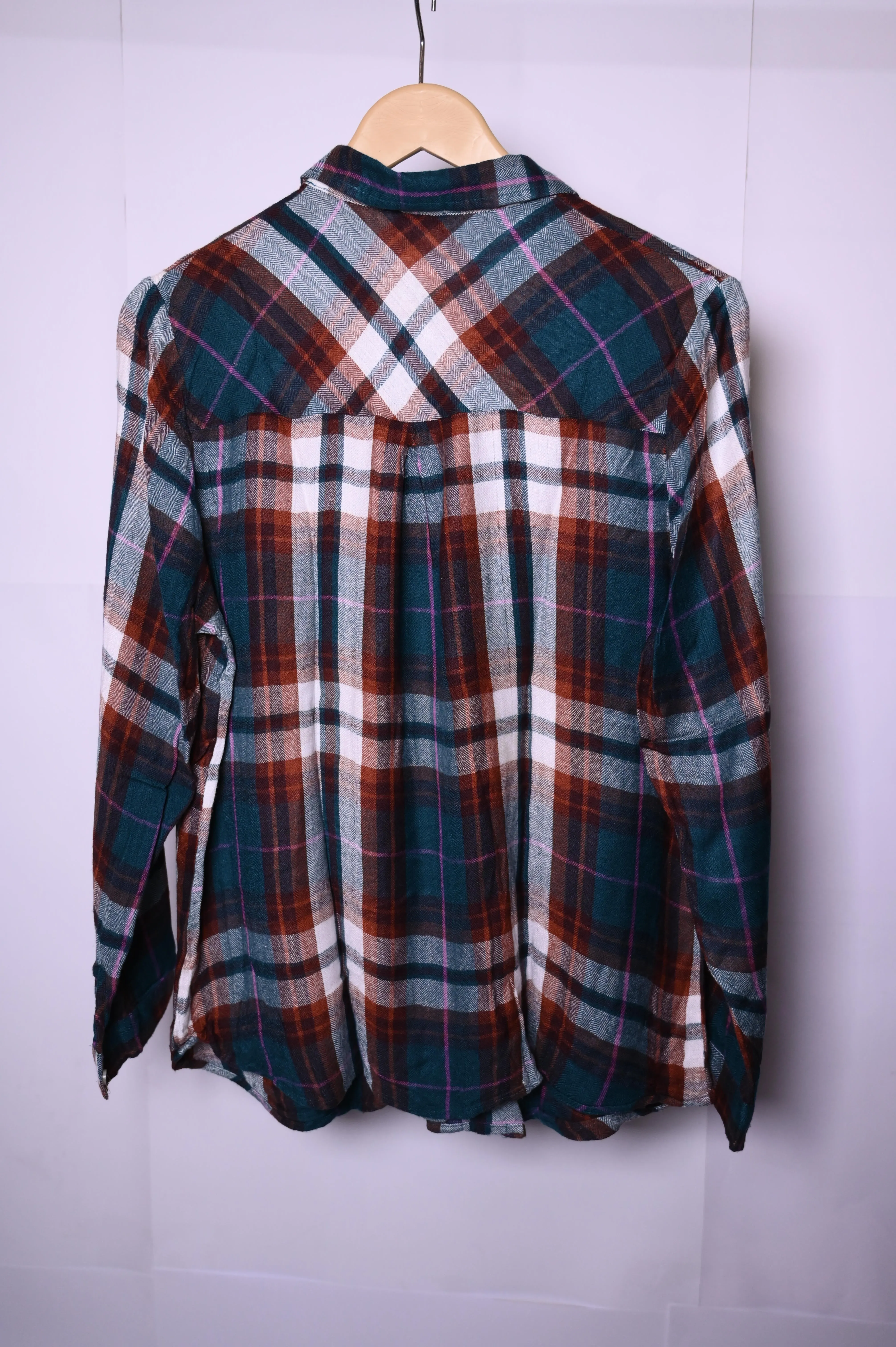 Papaya Large Check Button-Down Shirt