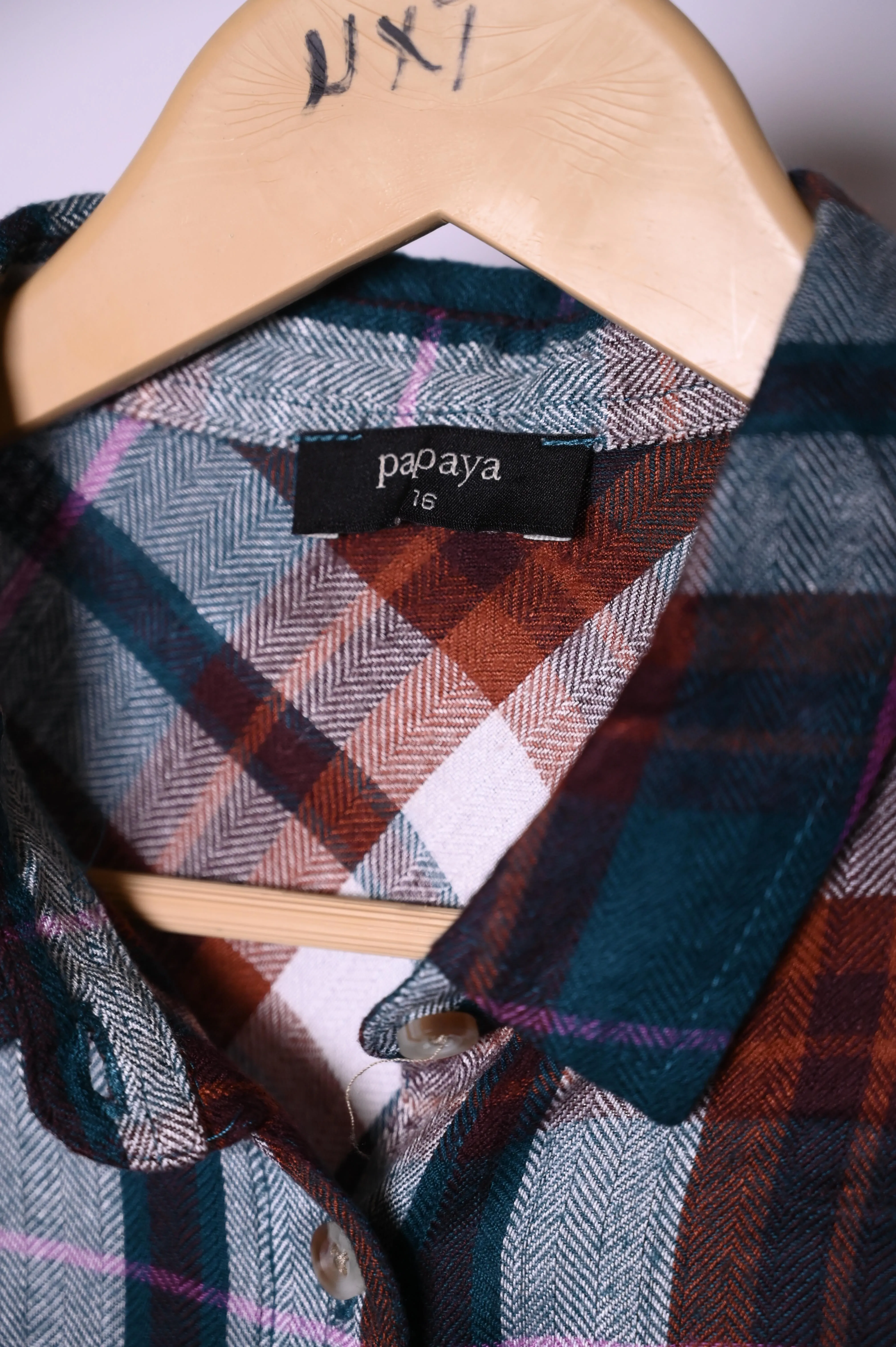 Papaya Large Check Button-Down Shirt