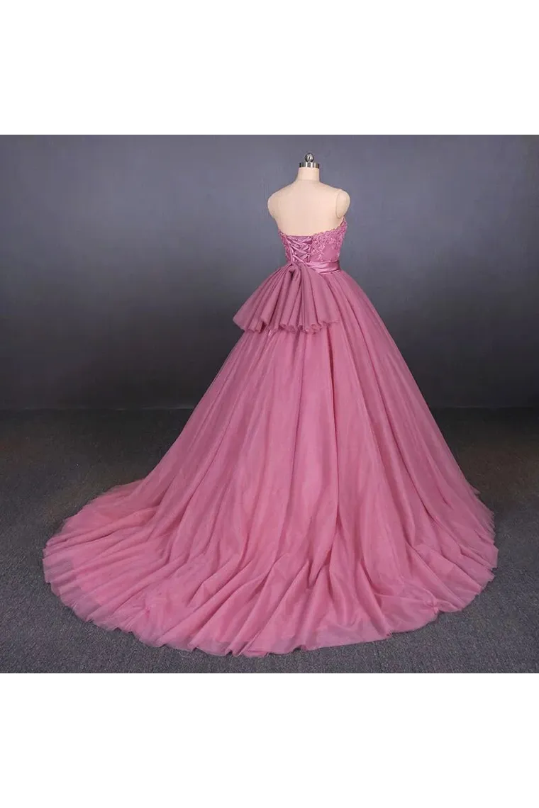Princess Ball Gown Strapless Wedding Dresses With Lace, Quinceanera Dresses