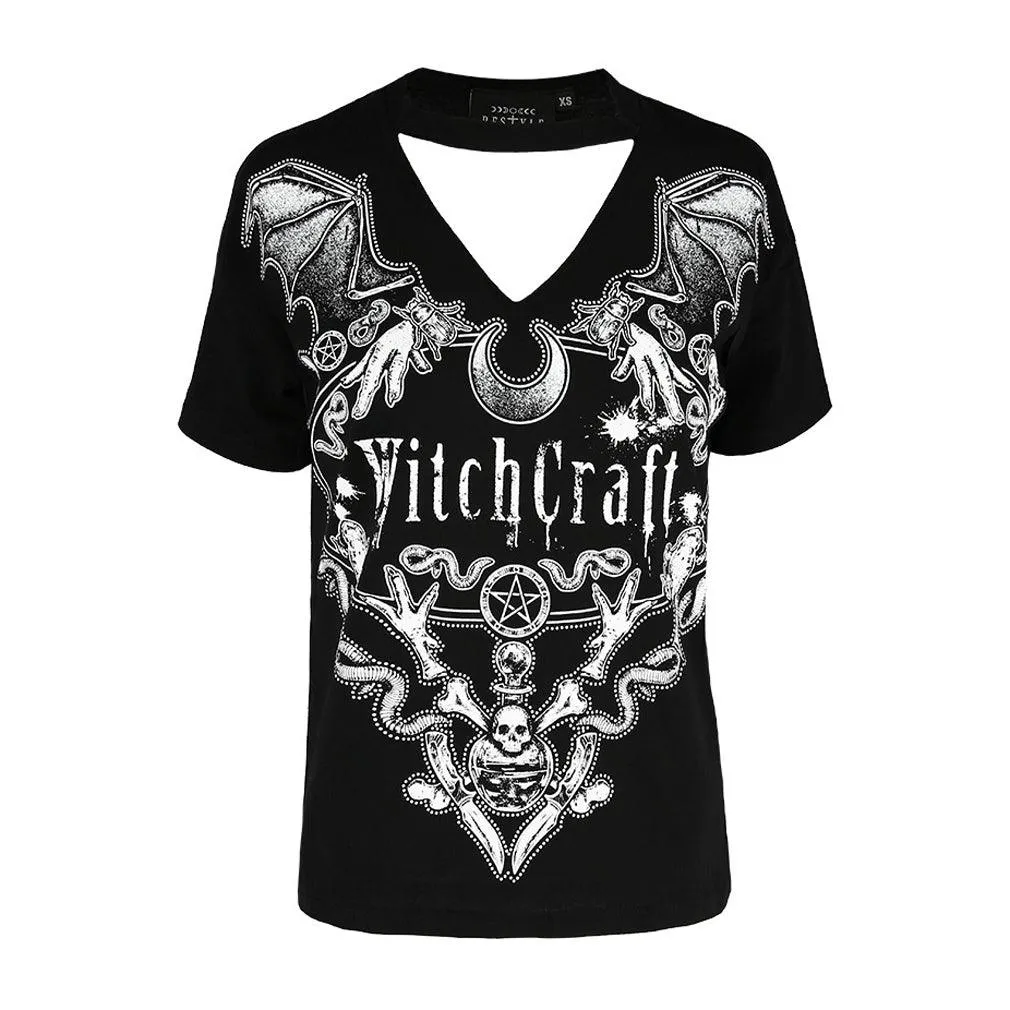 Restyle - Witchcraft Choker - V-Neck Women's Top