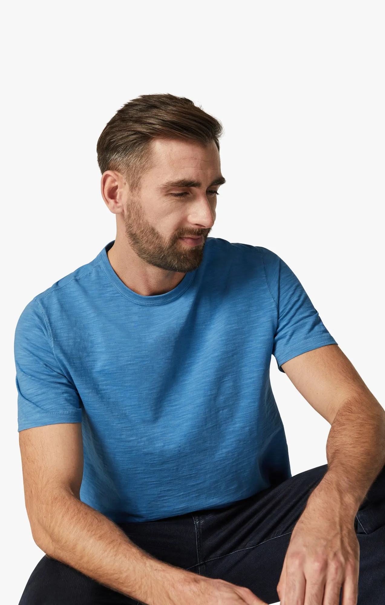 Slub Crew Neck T-Shirt in Vallarta Blue