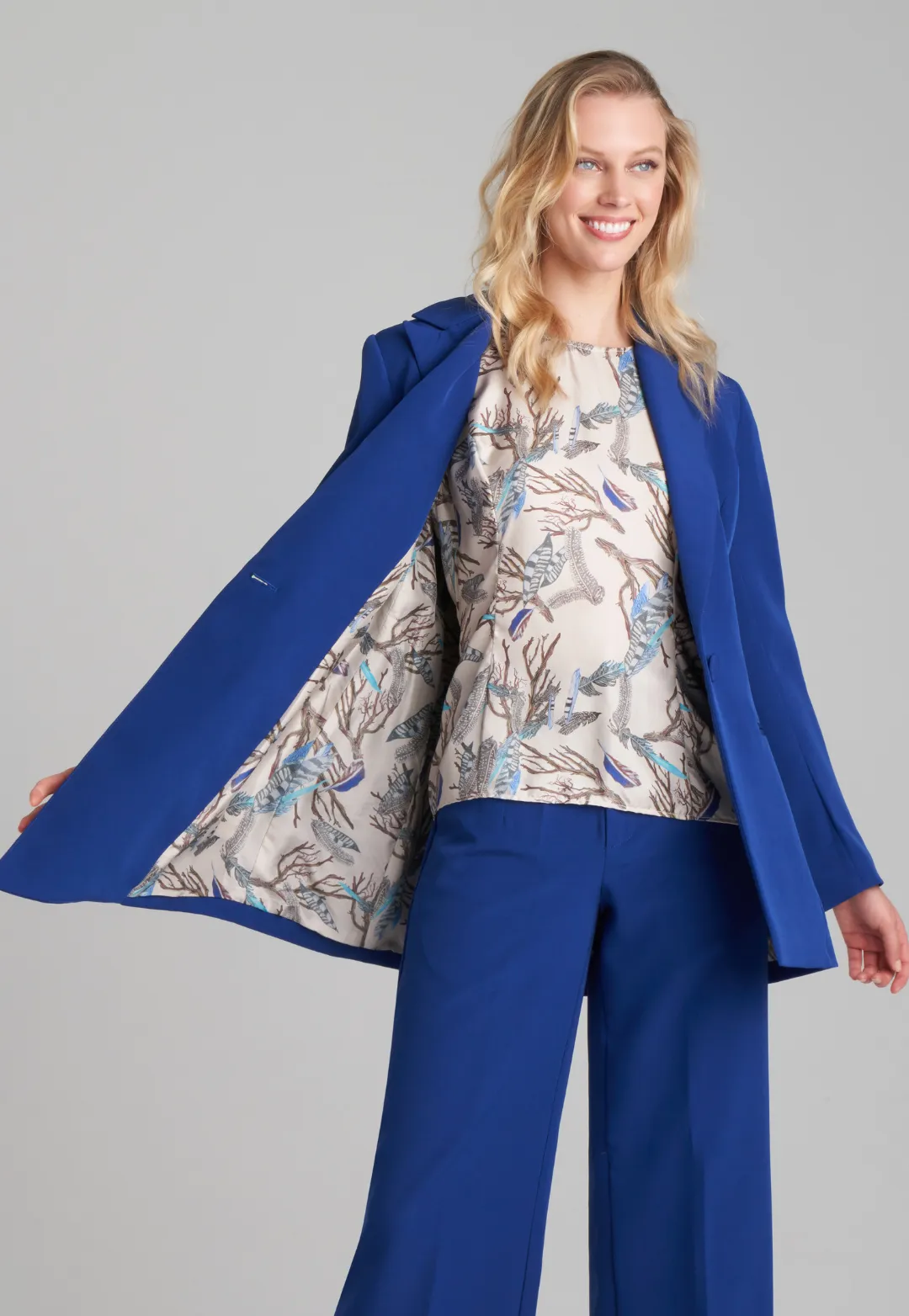 Tallulah Silk Lined Blazer in Sapphire Blue
