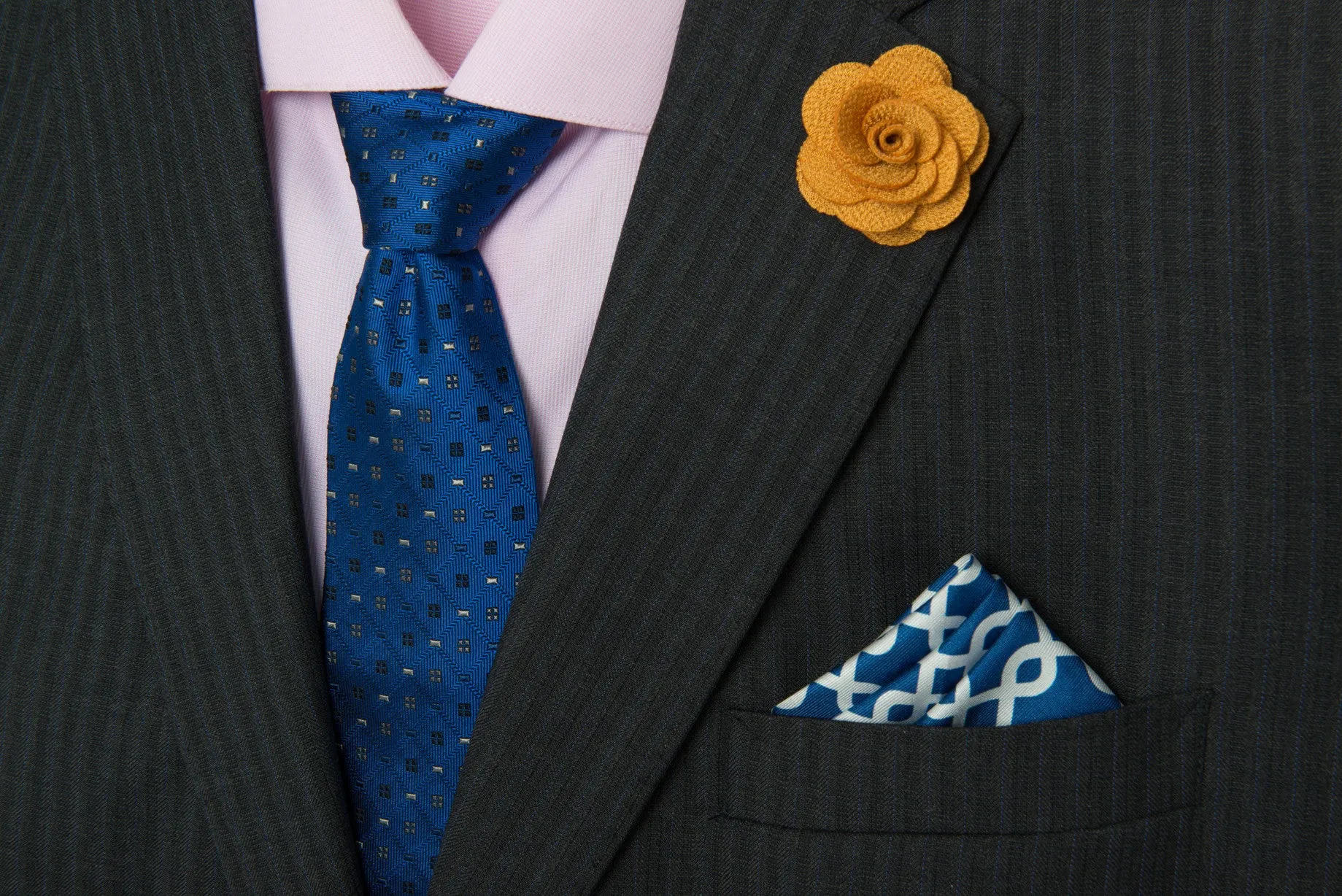 Three Ties, Pocket Squares and Lapel Flowers Starter Kit