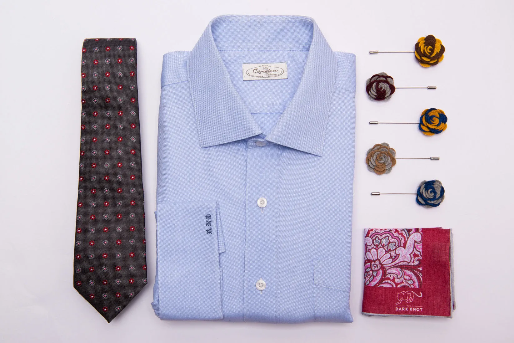 Three Ties, Pocket Squares and Lapel Flowers Starter Kit