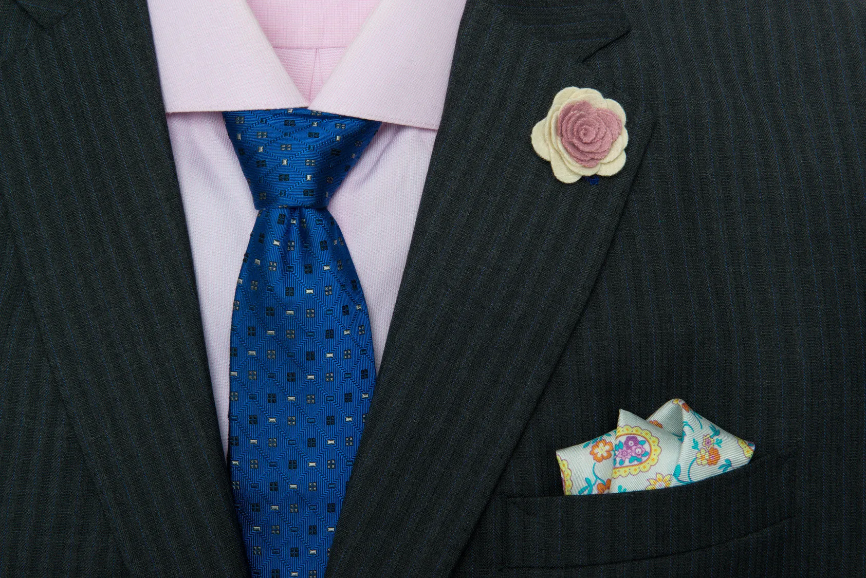 Three Ties, Pocket Squares and Lapel Flowers Starter Kit