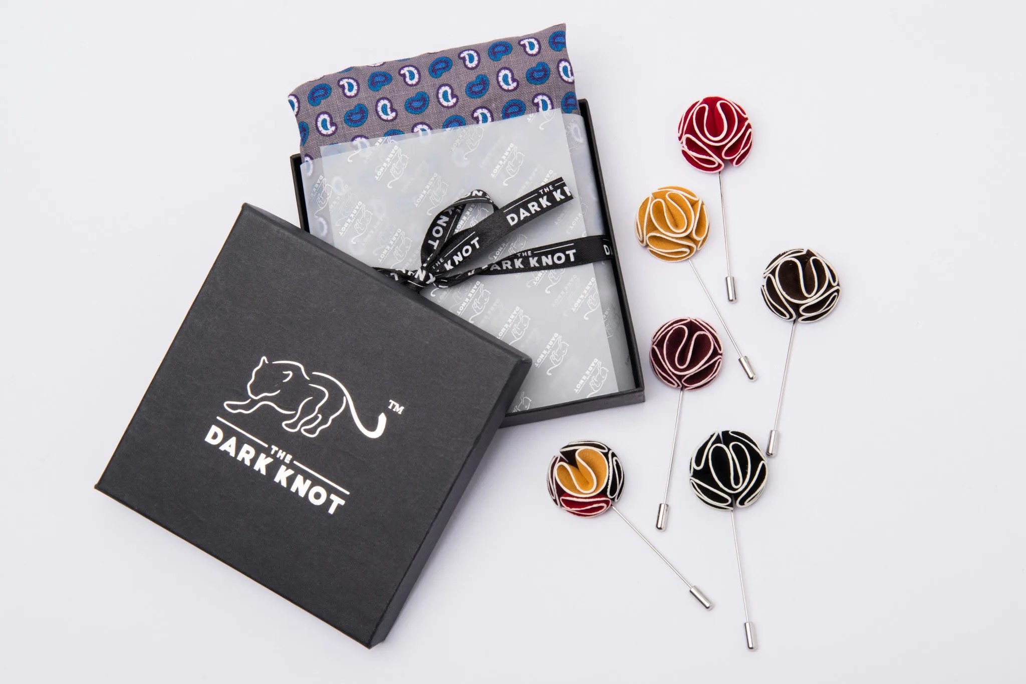 Three Ties, Pocket Squares and Lapel Flowers Starter Kit