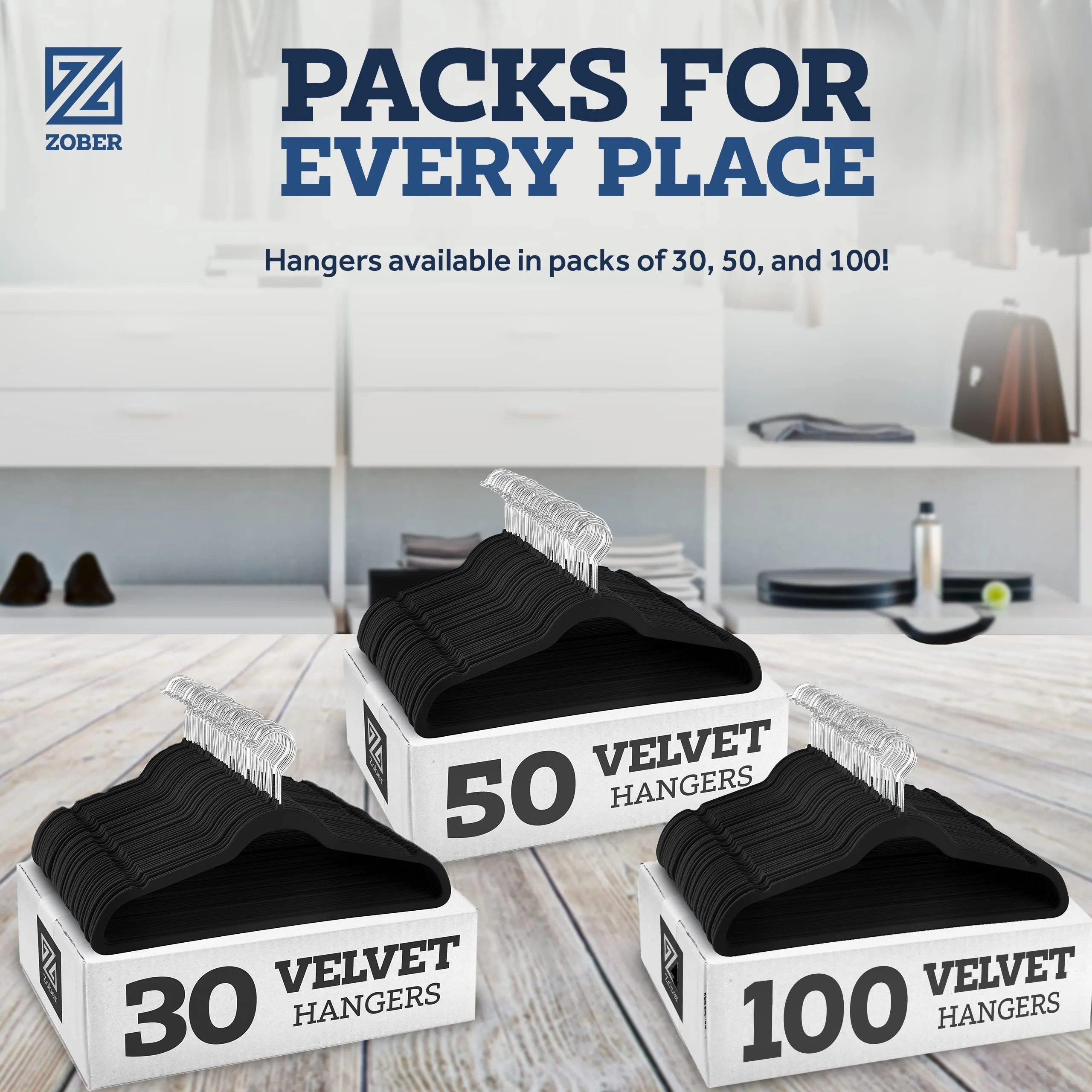UPDATE: DEAD ❗ Zober Velvet Hangers 30 Pack - Heavy Duty Black Hangers for Coats, Pants & Dress Clothes - Non Slip Clothes Hanger Set - Space Saving Felt Hangers for Clothing