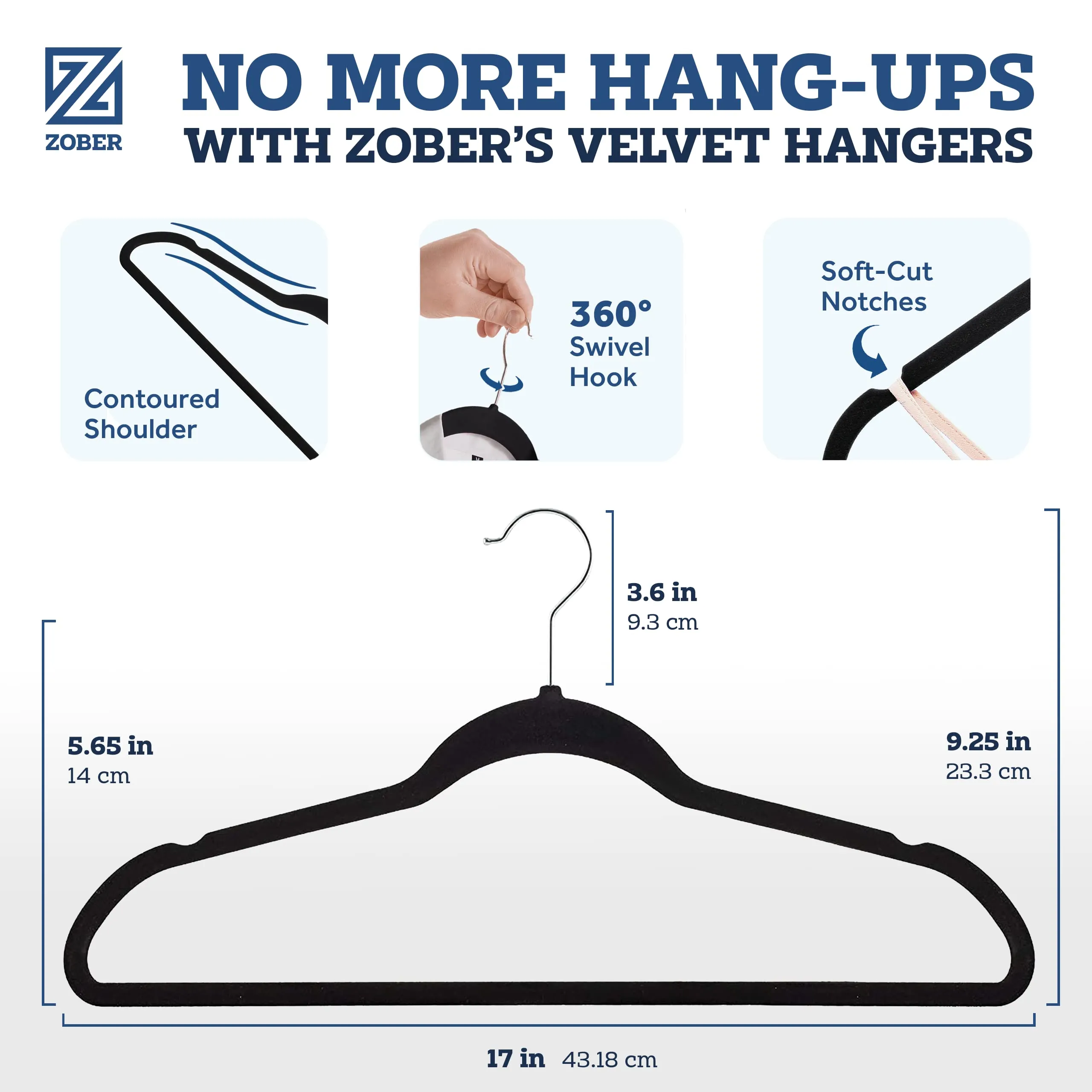 UPDATE: DEAD ❗ Zober Velvet Hangers 30 Pack - Heavy Duty Black Hangers for Coats, Pants & Dress Clothes - Non Slip Clothes Hanger Set - Space Saving Felt Hangers for Clothing