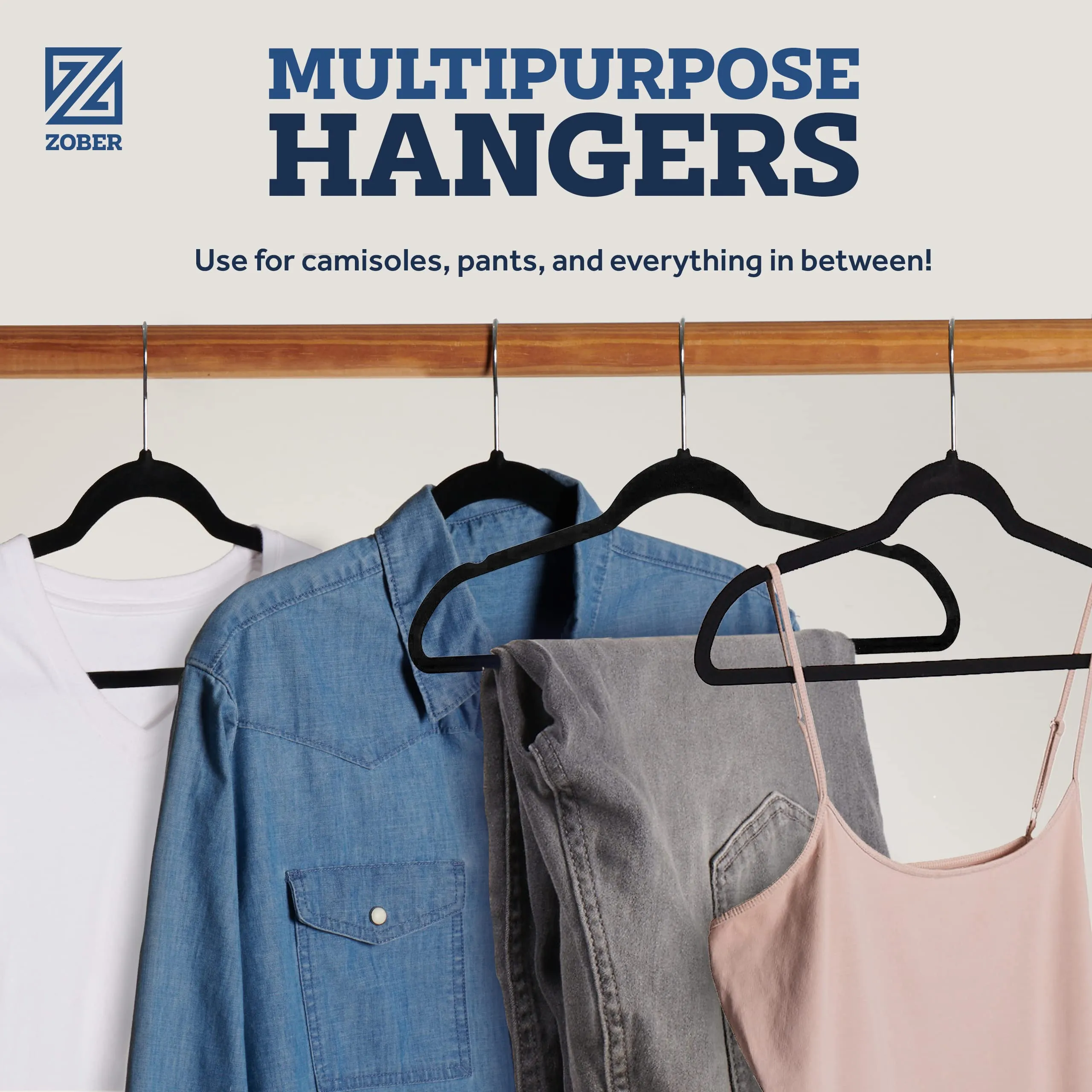 UPDATE: DEAD ❗ Zober Velvet Hangers 30 Pack - Heavy Duty Black Hangers for Coats, Pants & Dress Clothes - Non Slip Clothes Hanger Set - Space Saving Felt Hangers for Clothing