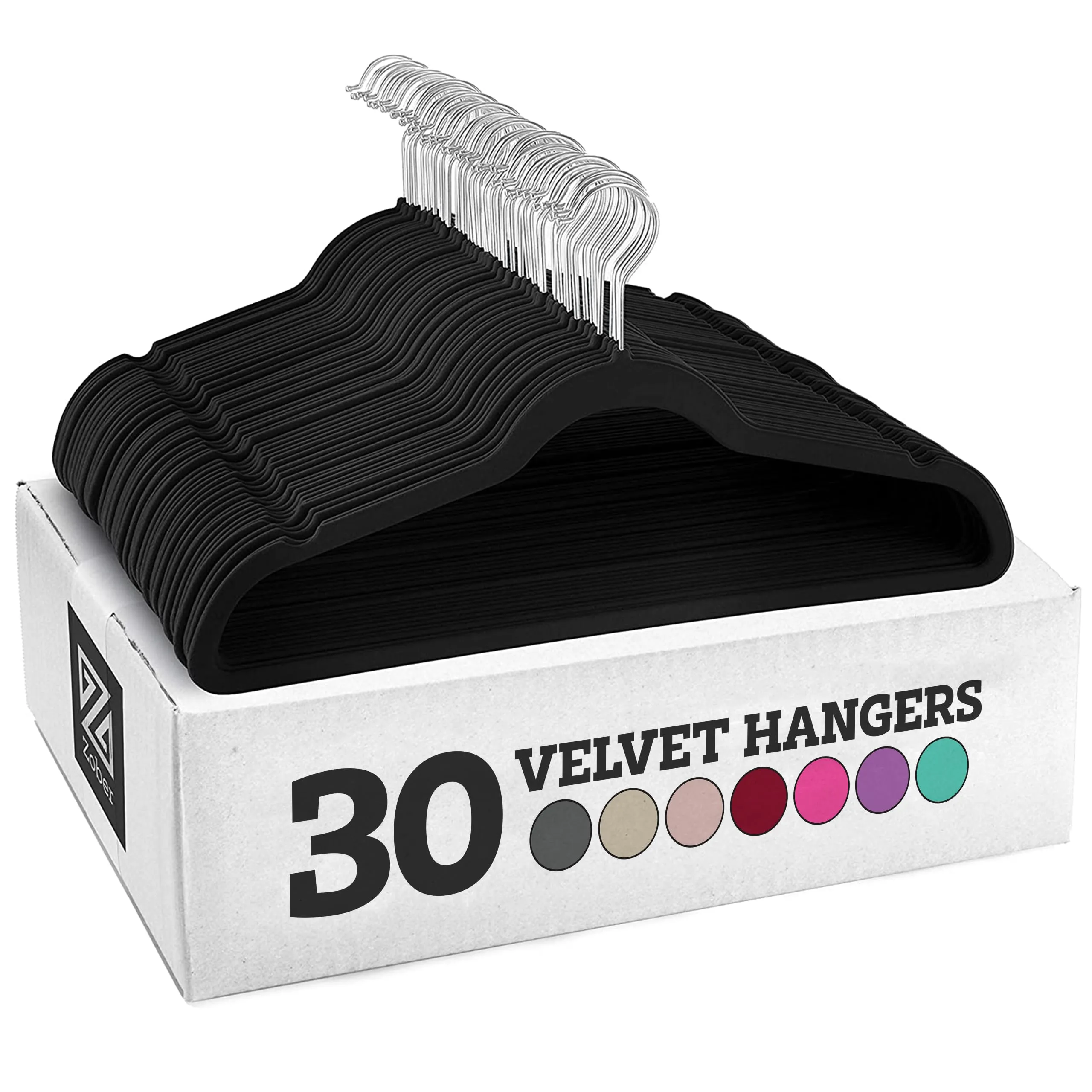 UPDATE: DEAD ❗ Zober Velvet Hangers 30 Pack - Heavy Duty Black Hangers for Coats, Pants & Dress Clothes - Non Slip Clothes Hanger Set - Space Saving Felt Hangers for Clothing
