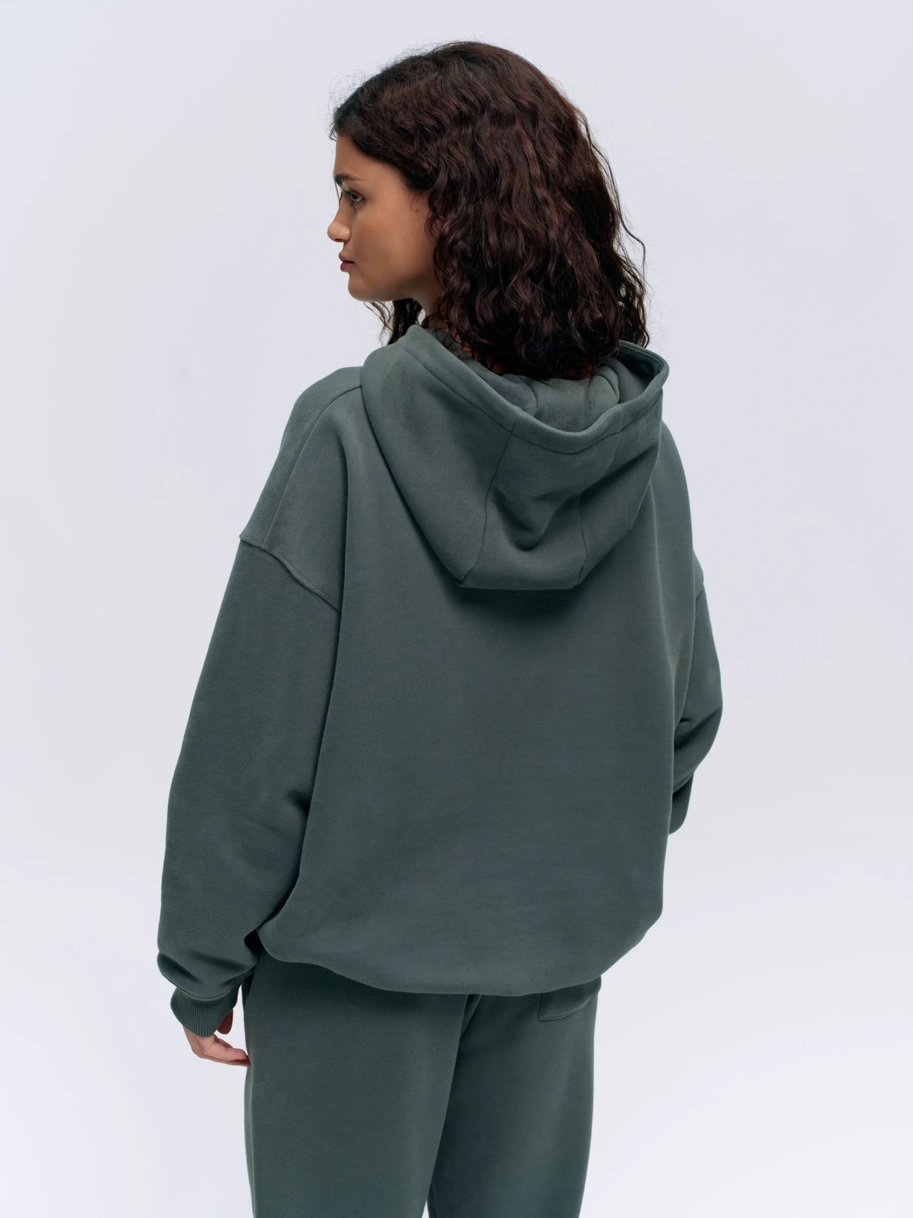 Varsity Oversized Hoodie - Sea Green/Marshmallow White